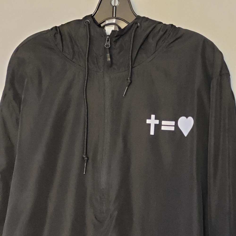 But The Greatest Of These Is Love Windbreaker Hoodie Unisex XL Black & White - Picture 4 of 16